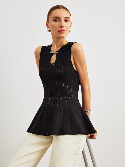 Çift Sıra Saten Peplum Üstü, Fiyonklu Detaylı