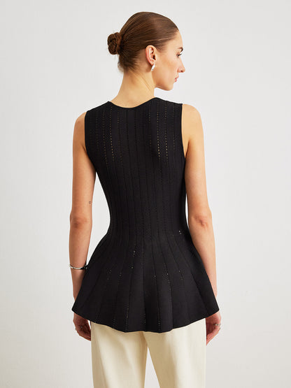 Çift Sıra Saten Peplum Üstü, Fiyonklu Detaylı