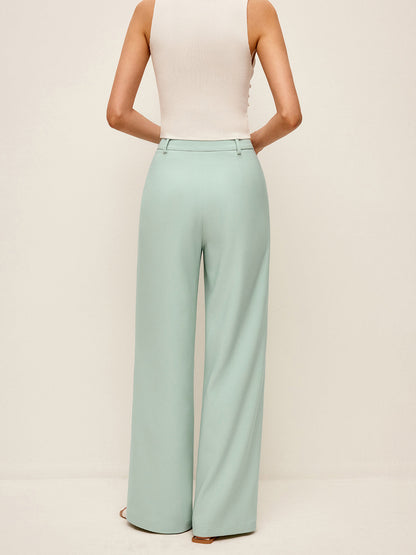 Kemer Olmadan Orta Bel Geniş Paça Pantolon