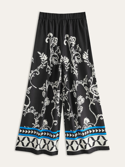 Aşırı Boyutlu Baskılı Yaka Pantolon Takımı