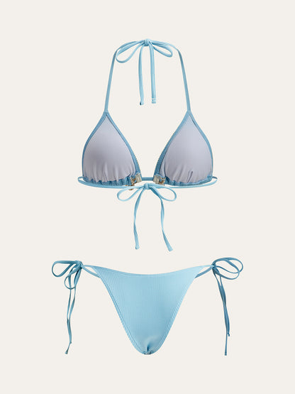 Kabuk Süslemeli Bağcıklı Bikini Seti