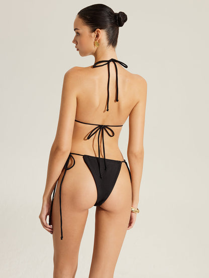 Altın Yonca Yüzük Detaylı İp Bikini Seti