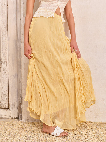 Yüksek Bel Asimetrik Etek Kırışık Skirt