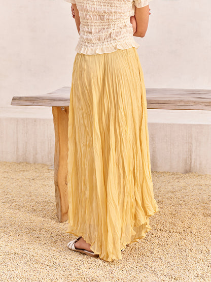 Yüksek Bel Asimetrik Etek Kırışık Skirt