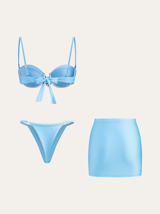 Güneş Işıltısı Bikini Seti ve Pareo Etek İle