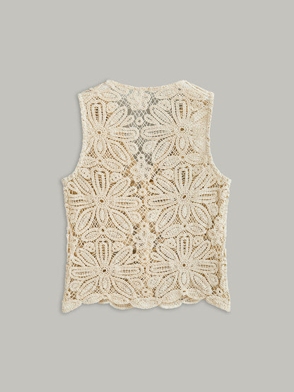 Cotton Crochet Lace Sheer Vest Top