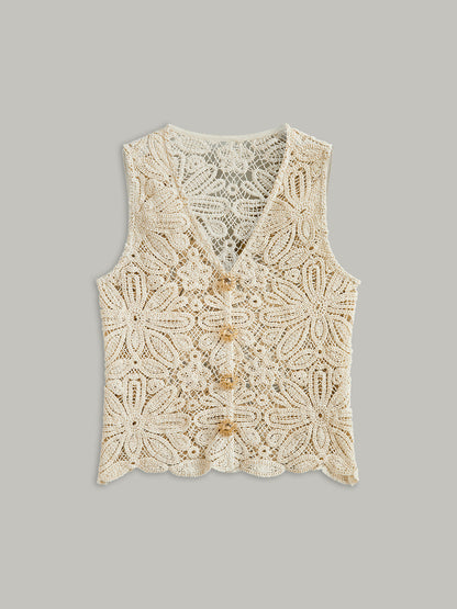 Cotton Crochet Lace Sheer Vest Top
