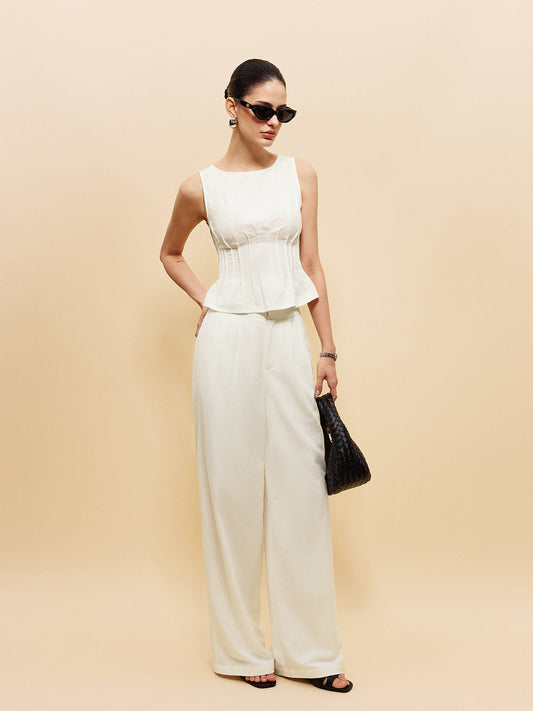 Peplum Üst ve Geniş Paça Pantolon Takımı