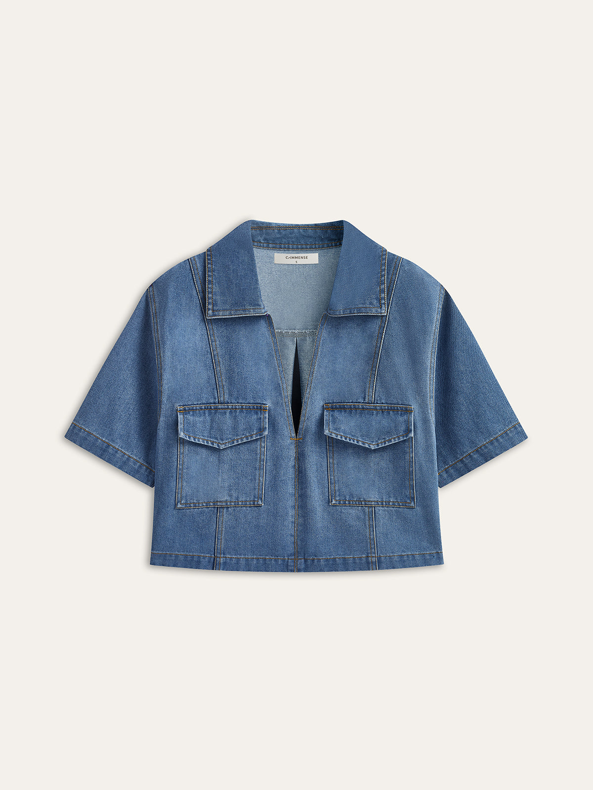 Denim Pocket Detailed Short Set