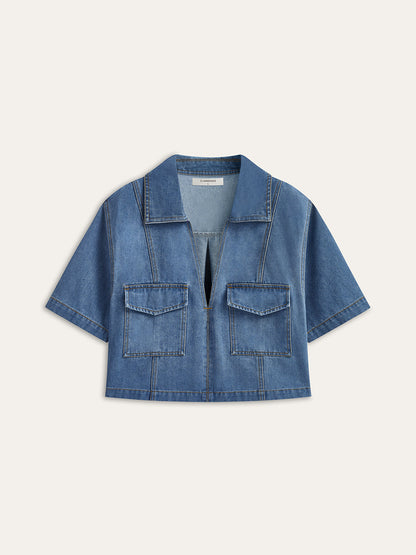 Denim Pocket Detailed Short Set