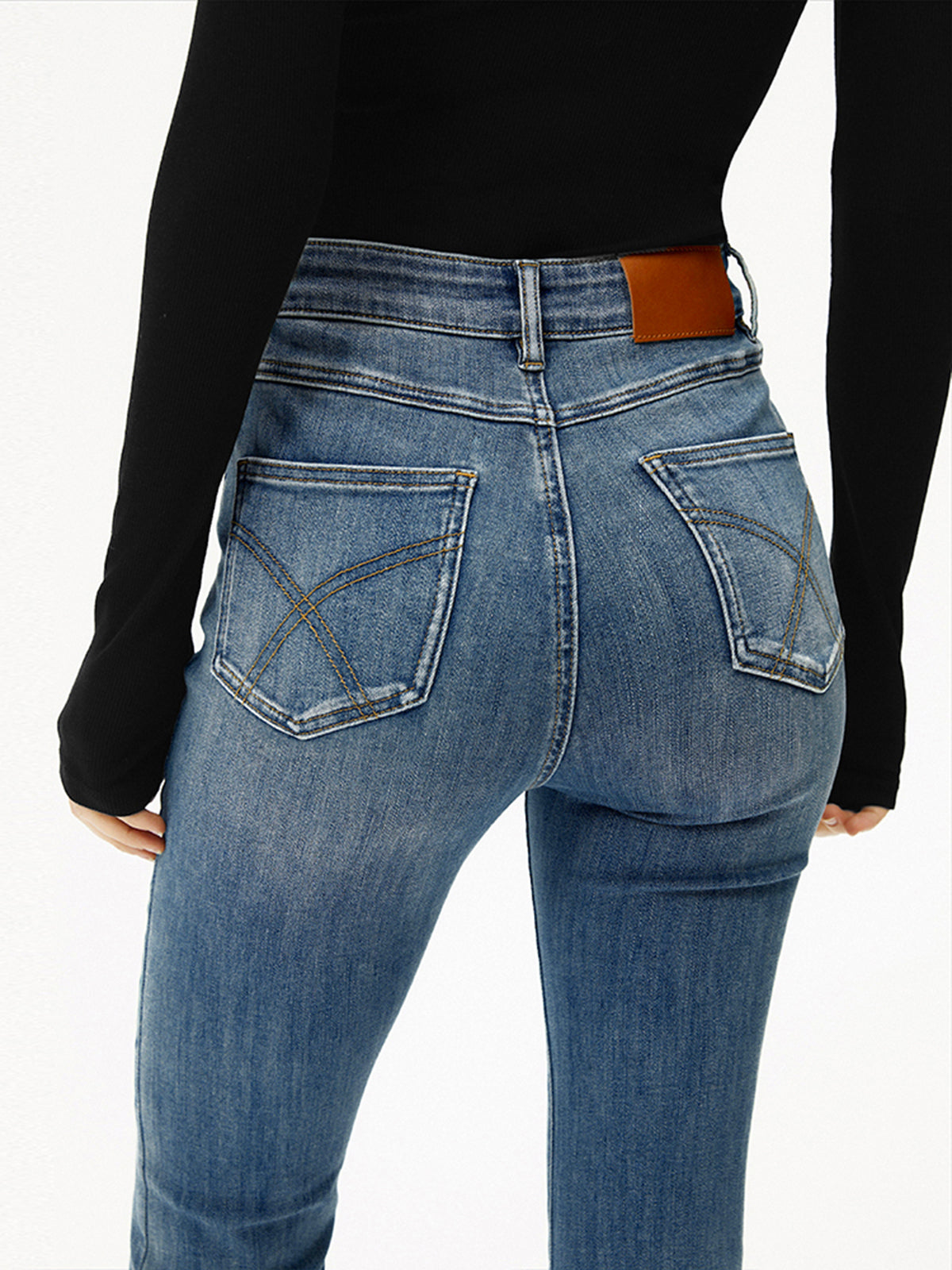 Yüksek Bel Denim Çizgili Jeanler