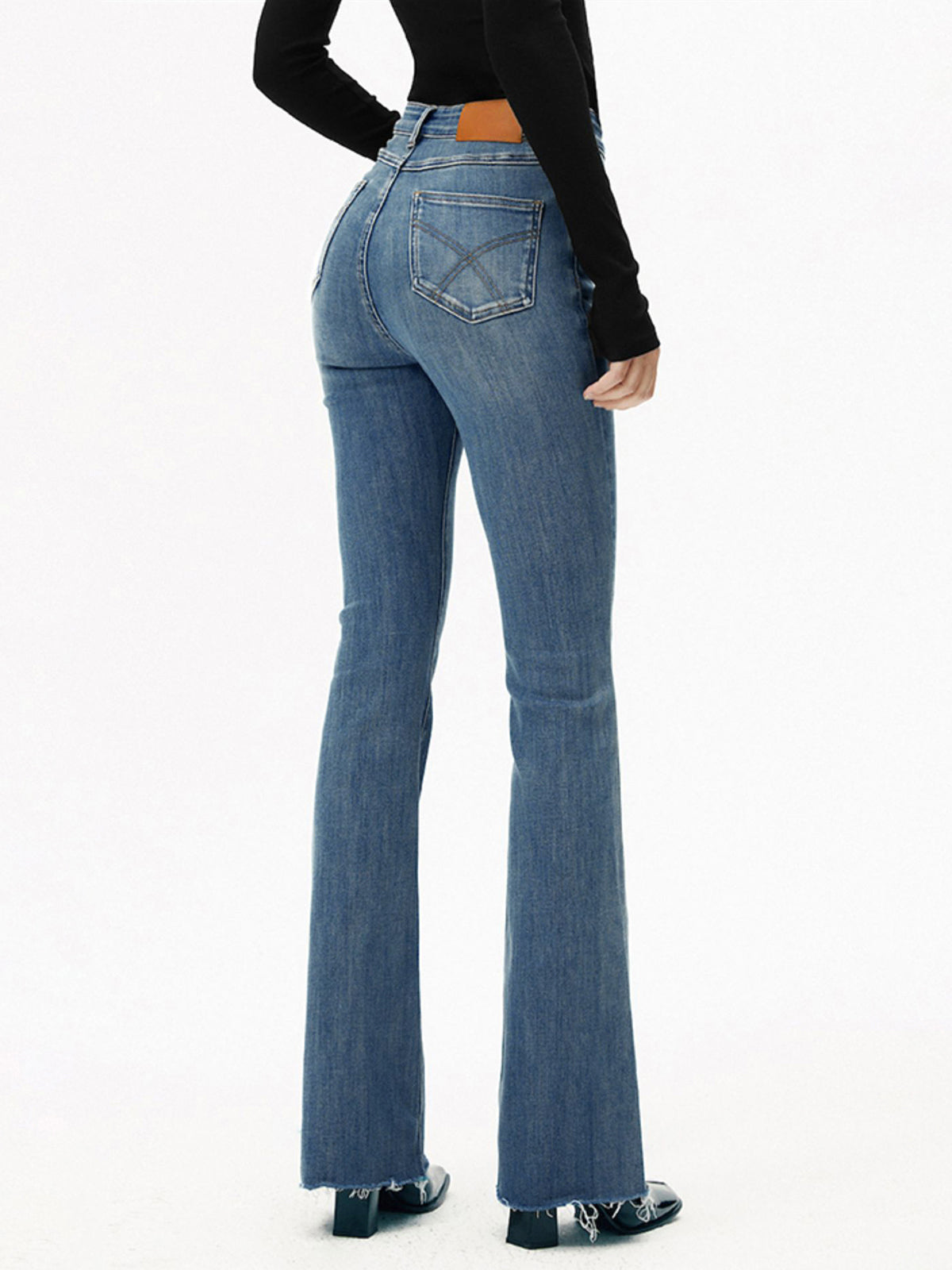 Yüksek Bel Denim Çizgili Jeanler
