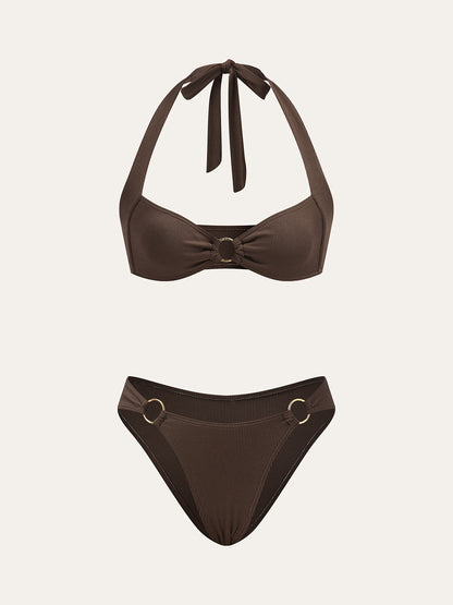 Yüzük Detaylı Halter Bikini Seti