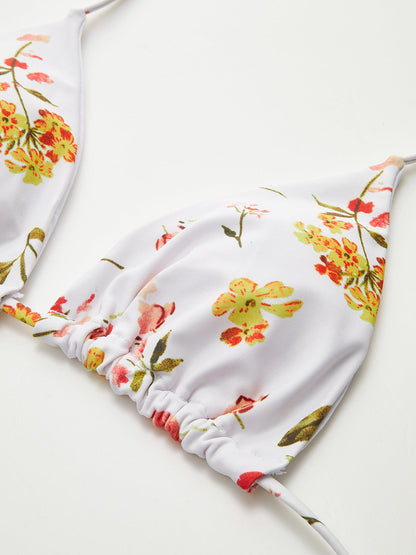 Çiçek Baskılı Bağcıklı Bikini Takımı