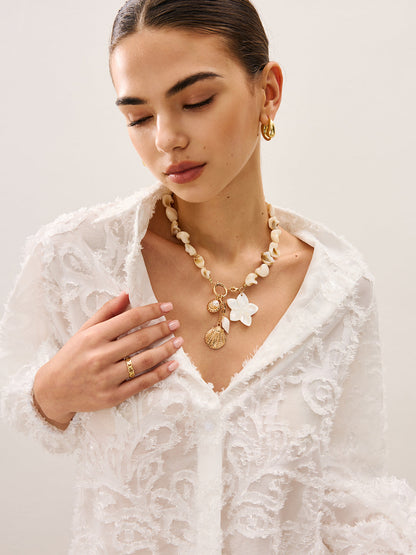 Shell Bead Charm Necklace