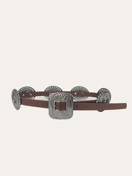 Vintage Concho Buckle Leather Belt