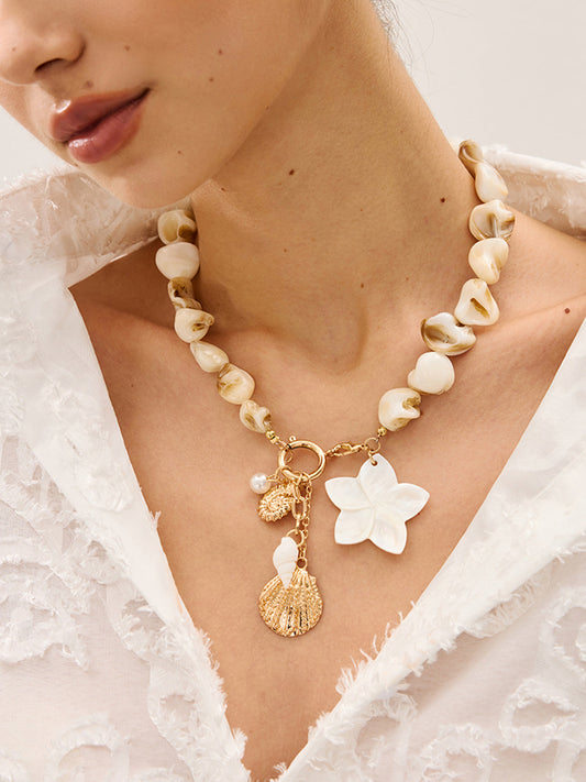 Shell Bead Charm Necklace