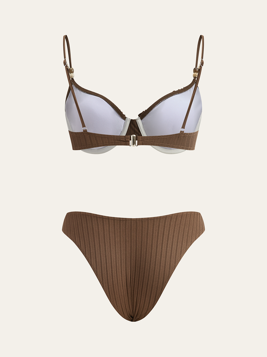Ruffled Detaylı Oluklu Bikini Seti