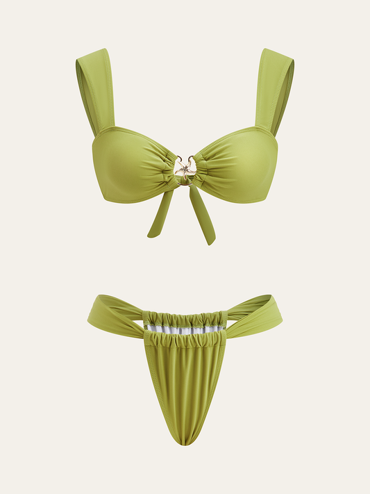 Metal Detaylı Bağlamalı Bikini Seti
