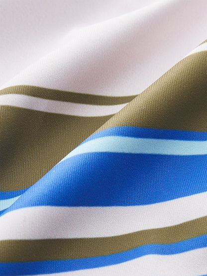 Renk Bloklu Çizgili Bikini Üstü