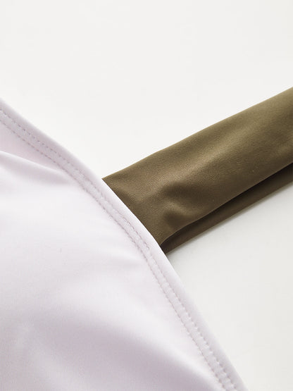 Renk Bloklu Çizgili Bikini Üstü