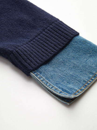 Kot Yakalı Düğmeli Kazak