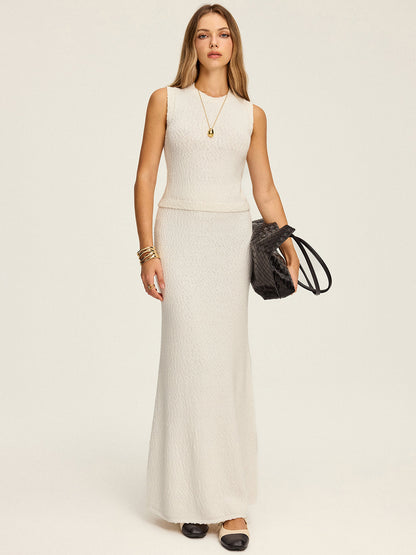 Dokulu Örgü Kolsuz Üst