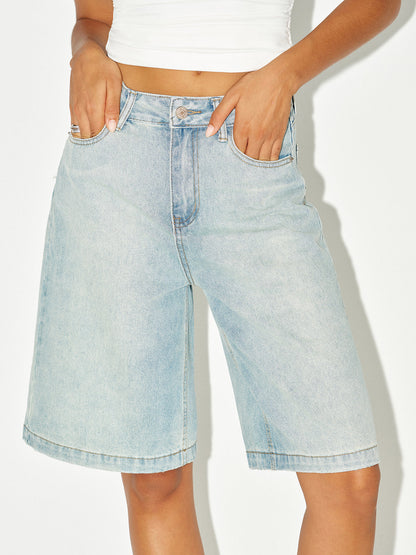 Orta Bel Denim Bermuda Şort