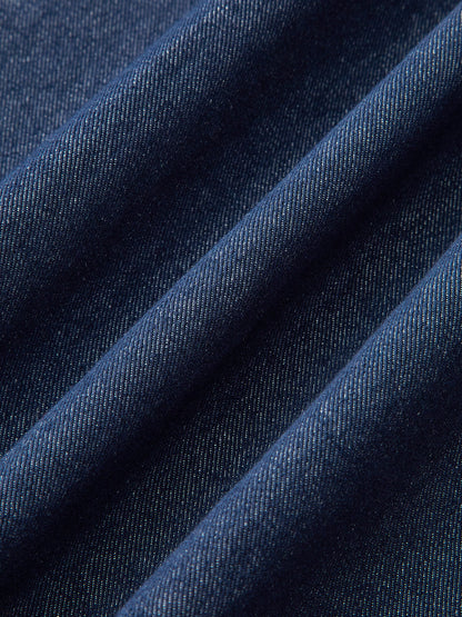 Dantel Detaylı Denim Askılı Maxi Elbise