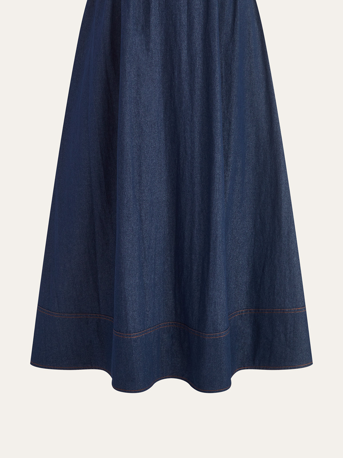 Dantel Detaylı Denim Askılı Maxi Elbise