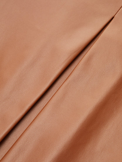 Pileli Suni Deri Şort