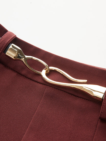 Kemerli Pileli Bol Paça Pantolon