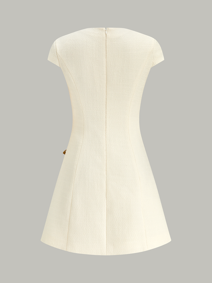 Kelebek Süslemeli Kap Kollu Elbise