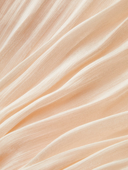 Yarı Şeffaf Katlı Drapeli Bağcıklı Bel Mini Elbise