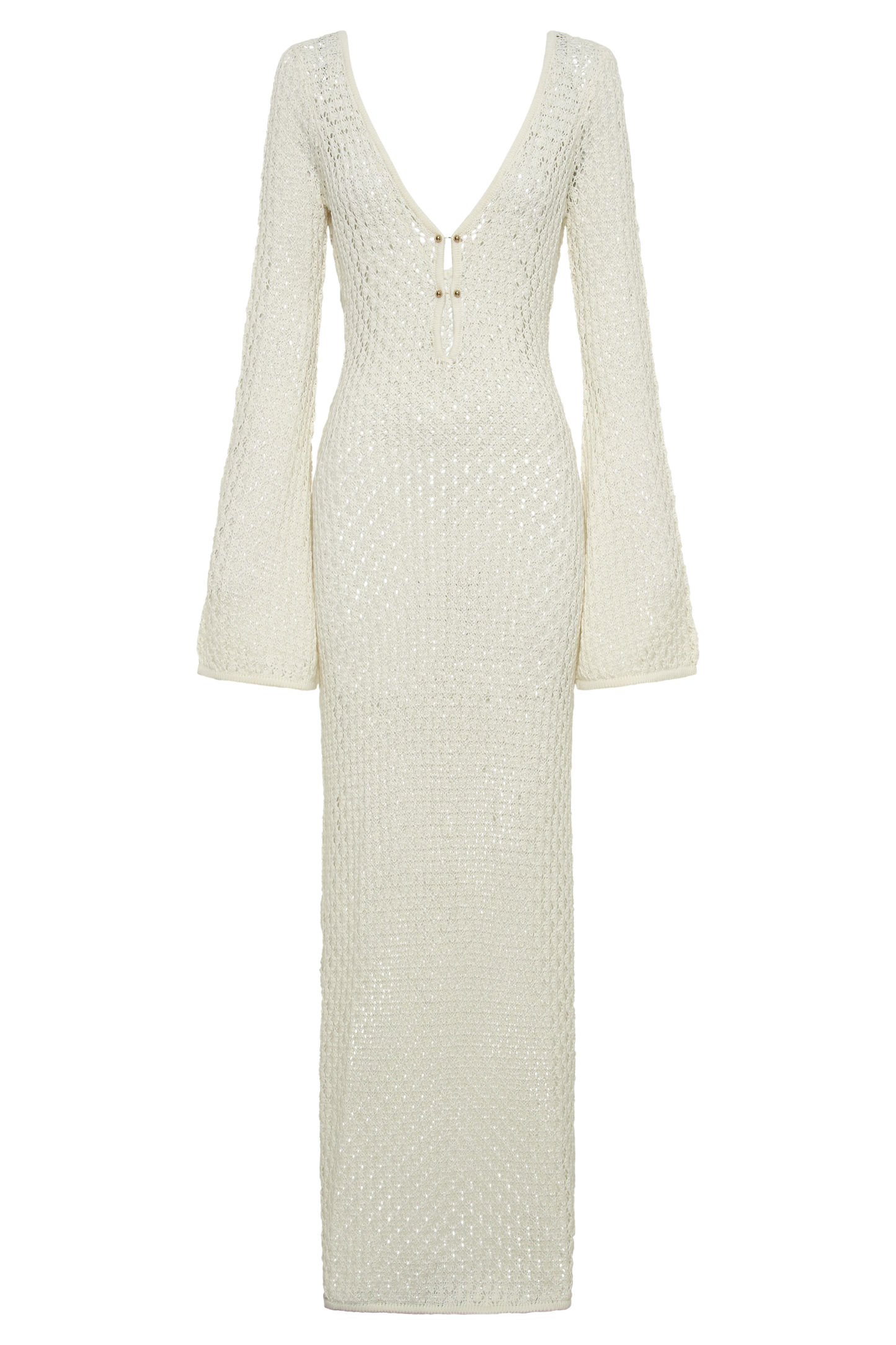 Kayleigh Kırçıllı  Fırfır Kollu Maxi Elbise - Beyaz