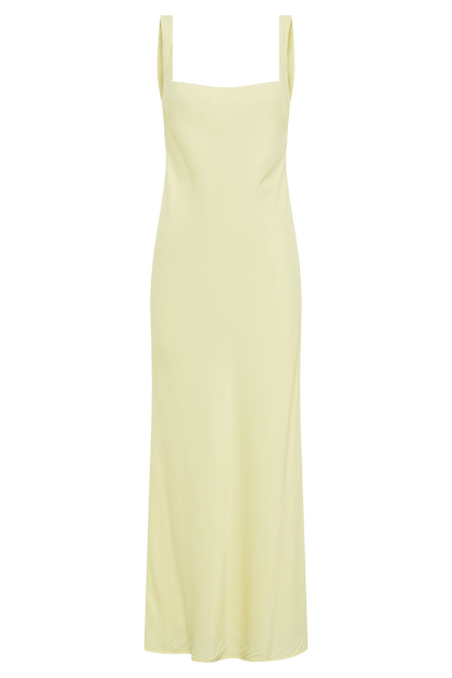 Ensley Saten Maxi Elbise - Açık Sarı
