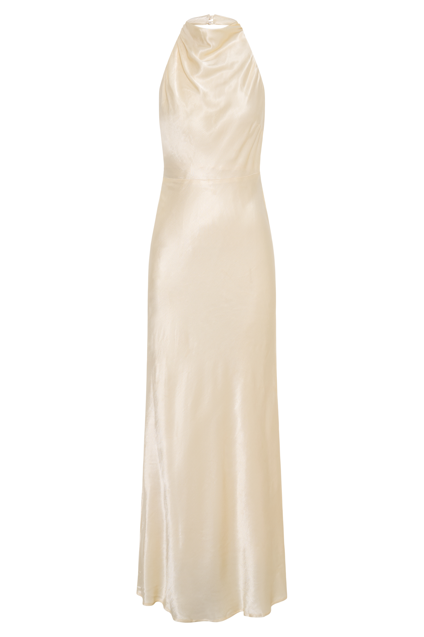 Esther Iridescent Saten Sırt Dekolteli Maxi Elbise - Limon