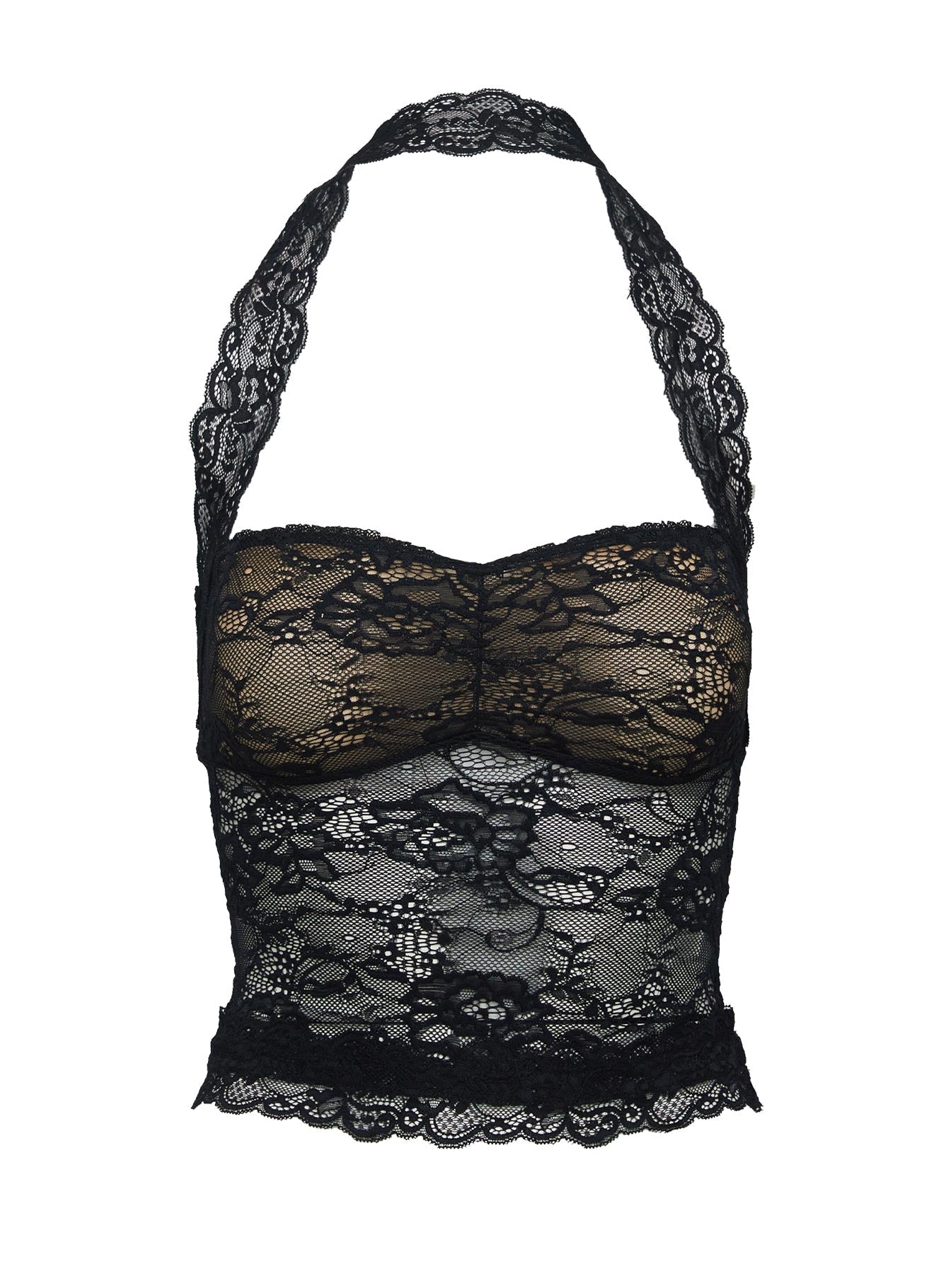 Fantasize Dantel Halter Üst Siyah
