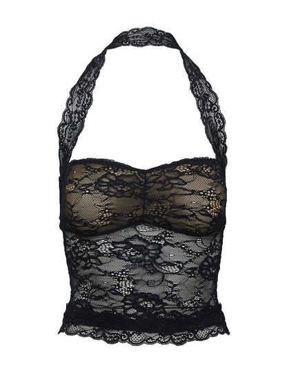 Fantasize Dantel Halter Üst Siyah