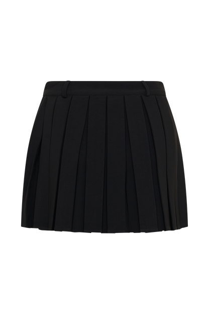 Mura Plise Mini Etek - Siyah