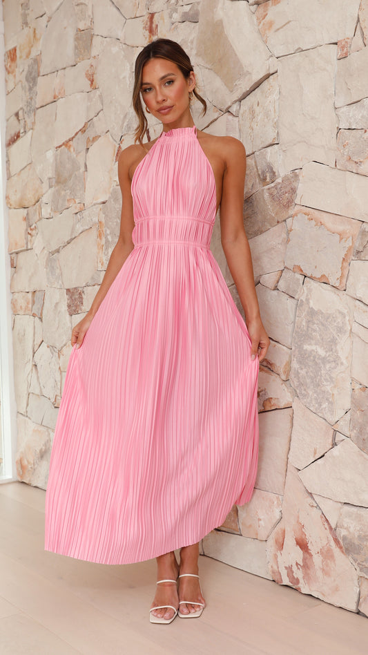 Frances Maxi Elbise - Pembe