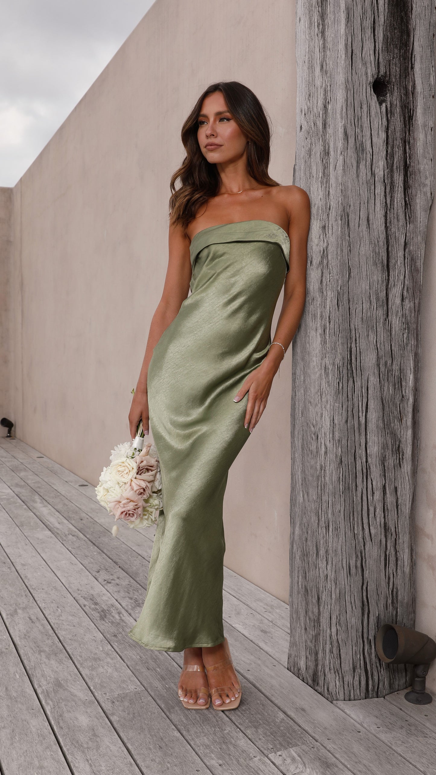 Gisele Maxi Elbise - Zeytin