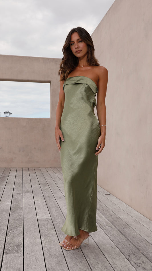 Gisele Maxi Elbise - Zeytin