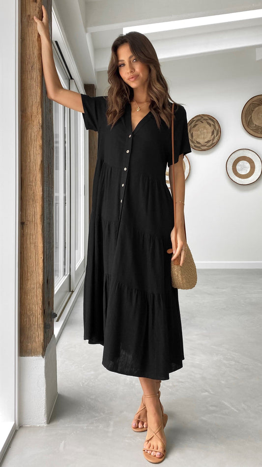 Kimberly Midi Elbise - Siyah