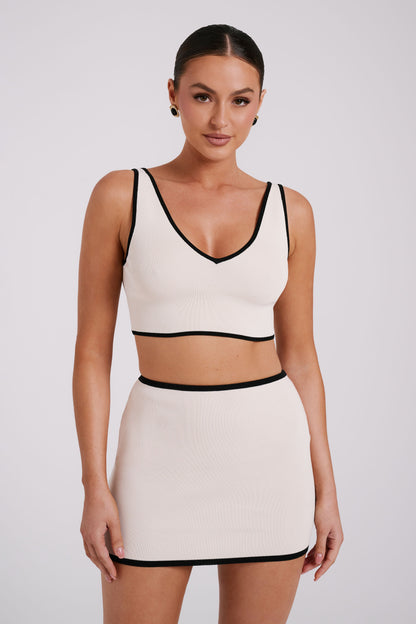 Klara Örgü Mini Etek - Siyah/Krem