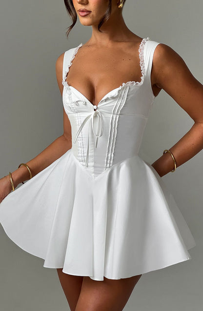 Antonella Mini Elbise - Ivory