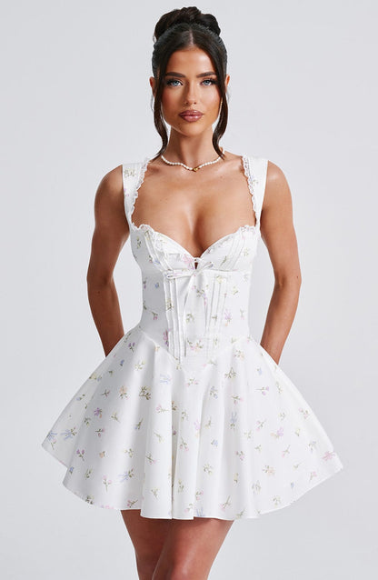 Antonella Mini Elbise - Çiçek Desenli