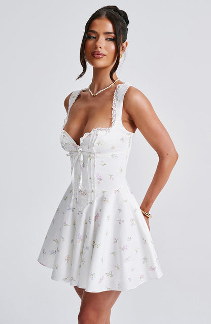 Antonella Mini Elbise - Çiçek Desenli