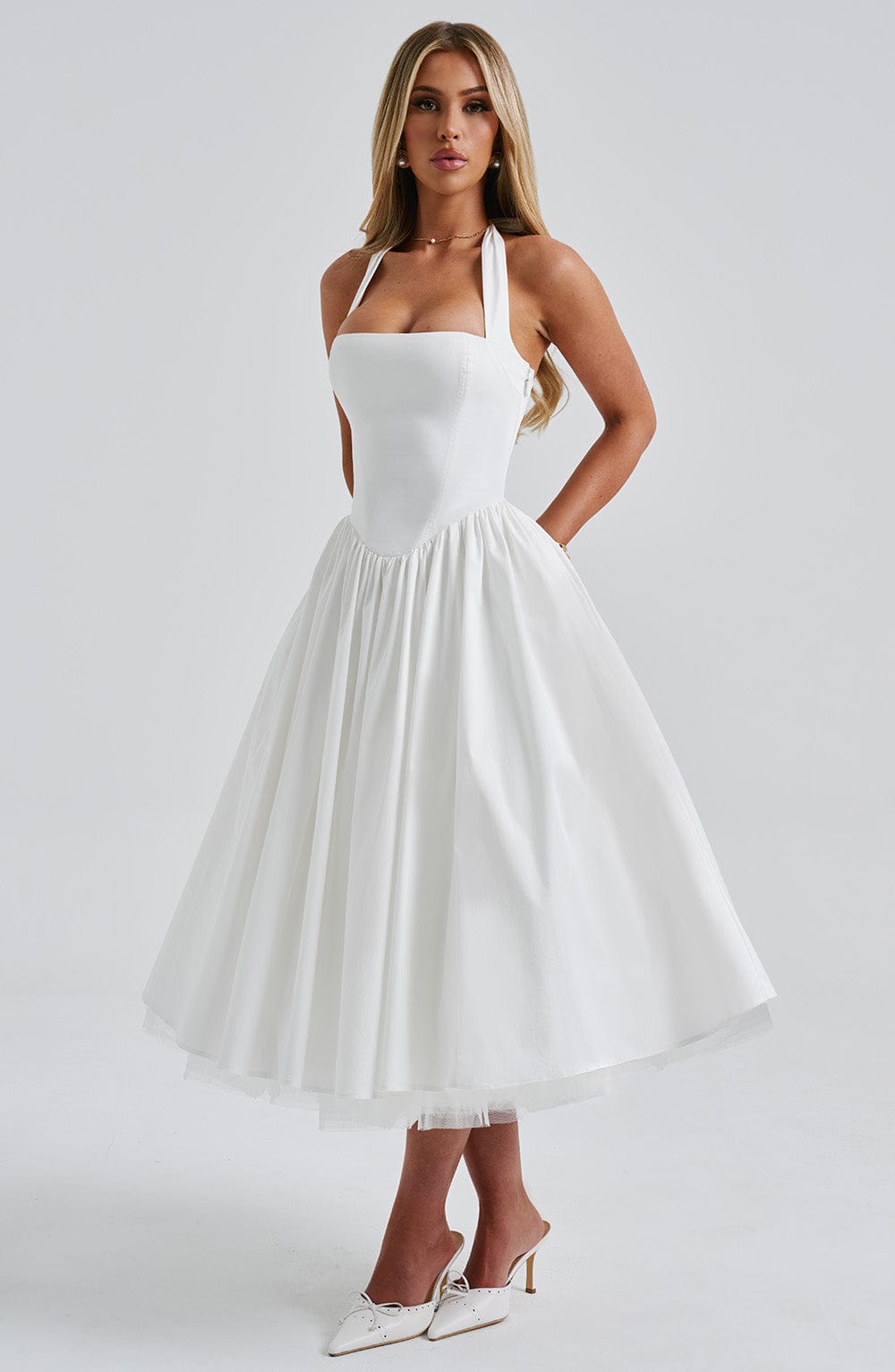 Cressida Midi Elbise - Ivory
