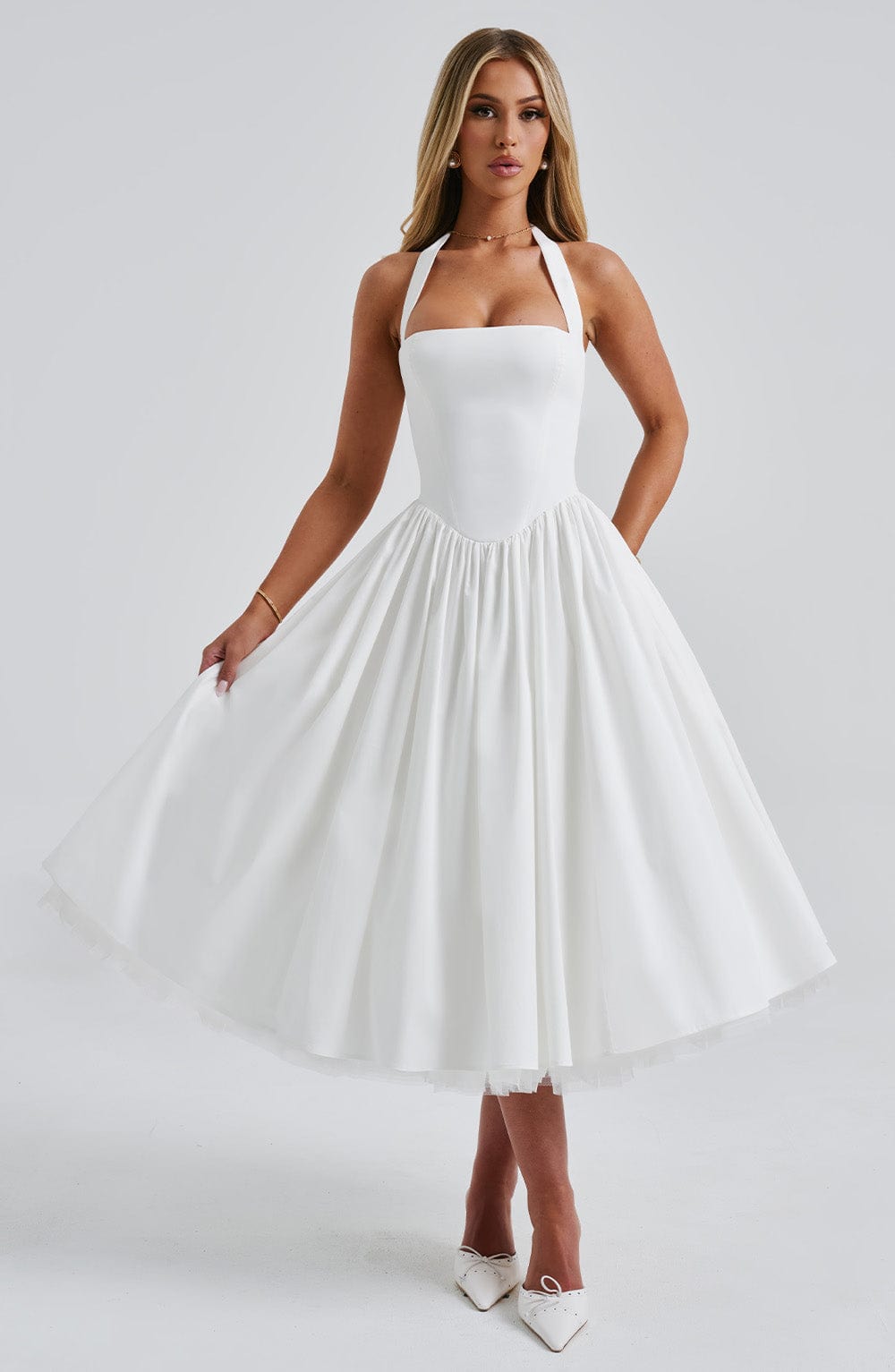 Cressida Midi Elbise - Ivory